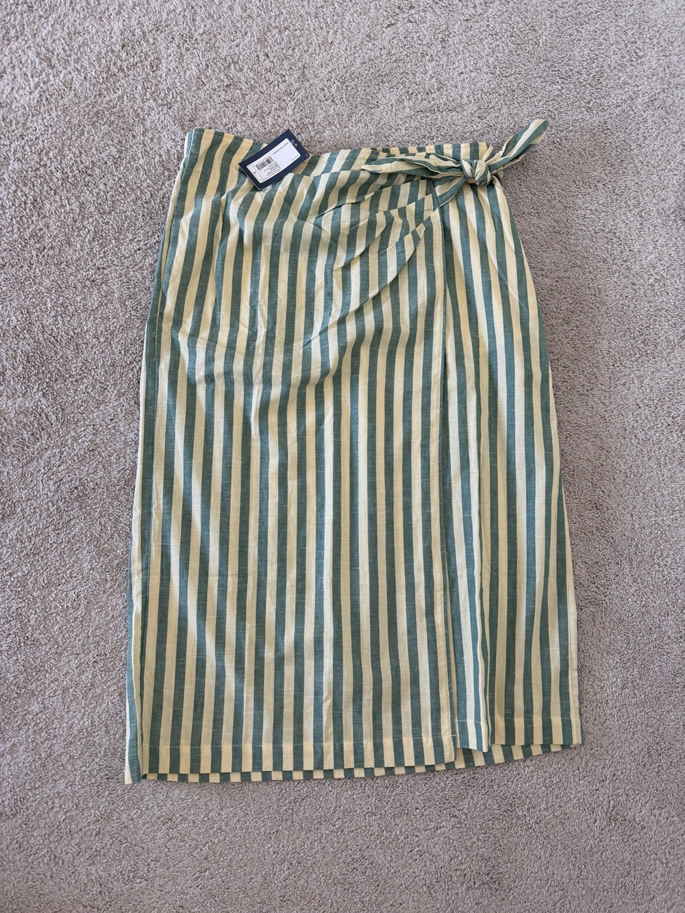 Universal Thread Green and Cream Striped Wrap Midi Skirt